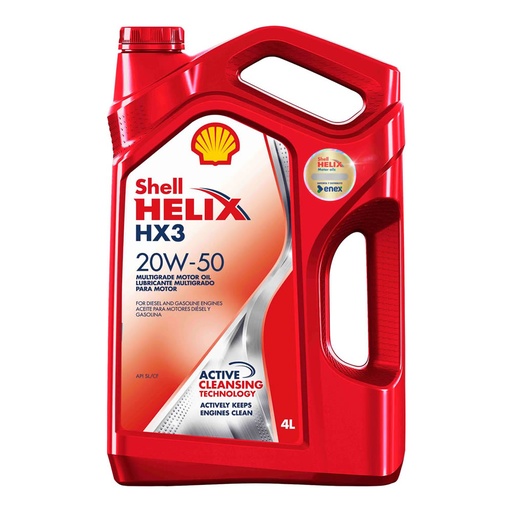 [ACE-SHE-20W504L] Aceite 20W50 Shell HX3 SL/CF 4Litros